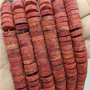 Natural Red Coral Heishi Beads Undye, approx 12mm