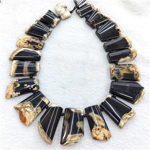 Natural Black Agate Beads Graduated Freeform Dye, approx 18-45mm