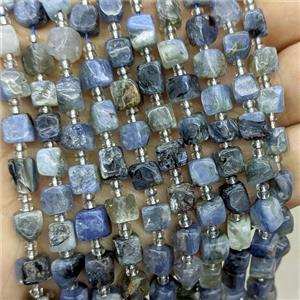 Natural Blue Kyanite Cube Beads B-Grade, approx 6mm