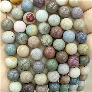 Natural Chinese Alxa Agate Beads Smooth Round Alashan Multicolor, approx 10mm