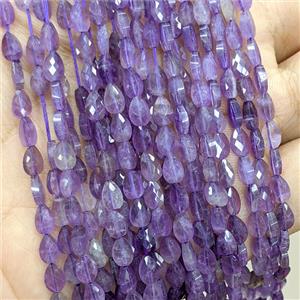 Natural Purple Amethyst Teardrop Beads Faceted, approx 4-6mm