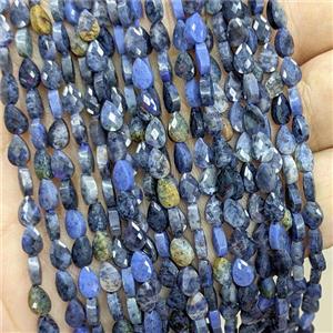 Natural Blue Dumortierite Teardrop Beads Faceted, approx 4-6mm