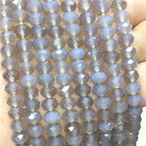 Natural Gray Agate Rondelle Beads Faceted Undye, approx 5x8mm