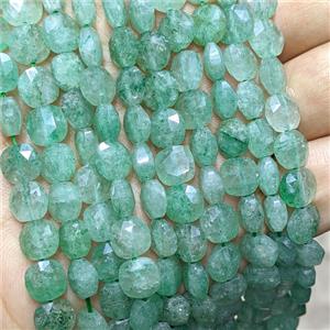 Natural Green Strawberry Quartz Square Beads Faceted, approx 8mm