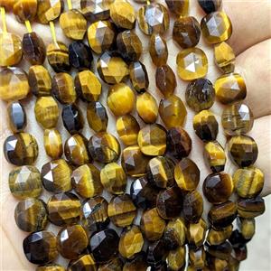 Natural Tiger Eye Stone Square Beads Faceted, approx 8mm