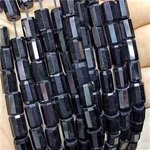 Natural Black Obsidian Tube Beads Faceted, approx 7-10mm