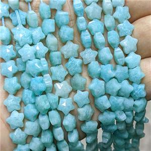 Natural Green Amazonite Star Beads Faceted, approx 8mm