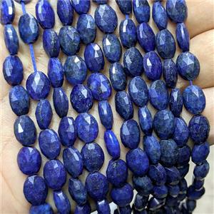 Natural Lapis Lazuli Oval Beads Faceted Blue Dye, approx 8-10mm