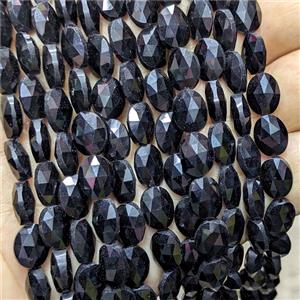 Natural Black Obsidian Oval Beads Faceted, approx 8-10mm