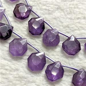 Natural Purple Amethyst Teardrop Beads Flat Faceted, approx 12-15mm
