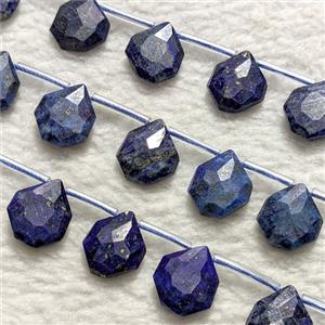 Natural Blue Lapis Lazuli Teardrop Beads Flat Faceted, approx 12-15mm