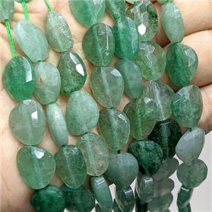 Natural Green Strawberry Quartz Triangle Beads Faceted, approx 13-16mm