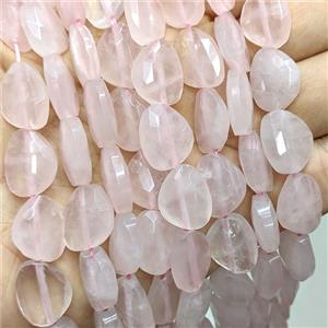 Natural Pink Rose Quartz Triangle Beads Faceted, approx 13-16mm