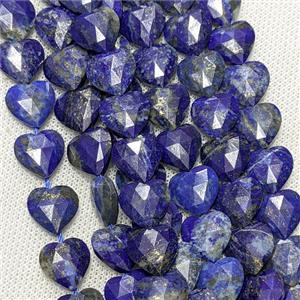 Natural Blue Lapis Lazuli Heart Beads Faceted Undyed, approx 14mm