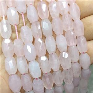 Natural Pink Rose Quartz Barrel Beads Faceted, approx 9-14mm