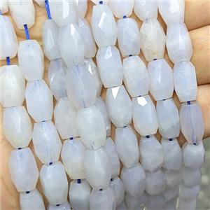 Natural Blue Scorolite Barrel Beads Faceted, approx 9-14mm
