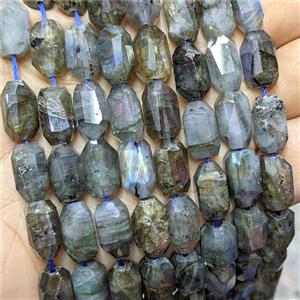 Natural Labradorite Barrel Beads Faceted, approx 9-14mm