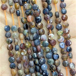 Natural Pietersite Jasper Beads Faceted Circle, approx 4mm