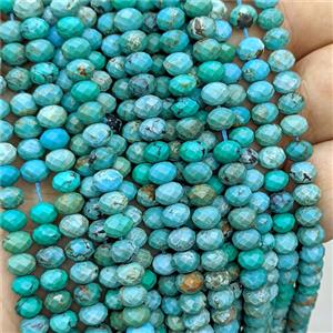 Natural Chinese Hubei Turquoise Beads Teal Faceted Rondelle, approx 6mm
