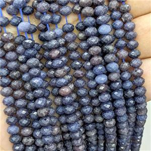 Natural Blue Sapphire Beads Faceted Rondelle, approx 6mm