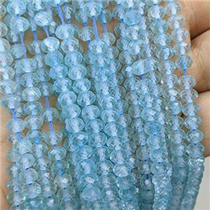 Natural Blue Topaz Beads Faceted Rondelle, approx 6mm