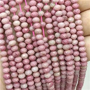 Pink Wood Lace Jasper Beads Faceted Rondelle, approx 6mm