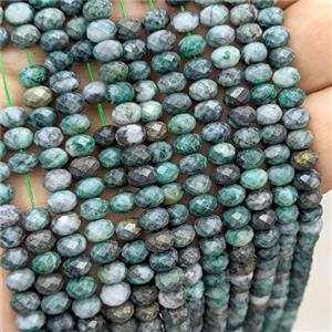 Green Azurite Beads Faceted Rondelle, approx 6mm