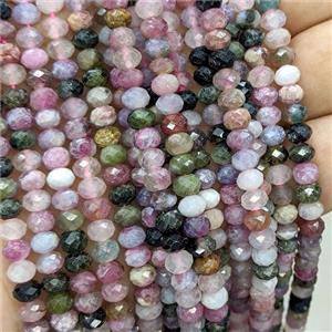 Natural Tourmaline Beads Multicolor Faceted Rondelle, approx 6mm
