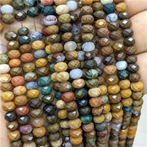 Natural Ocean Agate Beads Multicolor Faceted Rondelle, approx 6mm