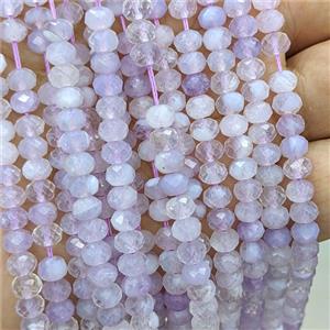 Natural Chalcedony Quartz Beads Lavender Faceted Rondelle, approx 6mm