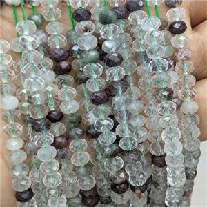 Natural Green Chlorite Quartz Beads Faceted Rondelle, approx 6mm