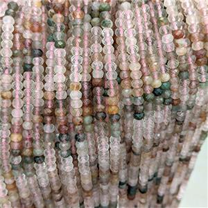 Natural Rutilated Quartz Beads Faceted Rondelle Multicolor, approx 6mm