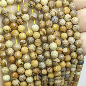 Natural Picture Jasper Beads Faceted Round, approx 6mm