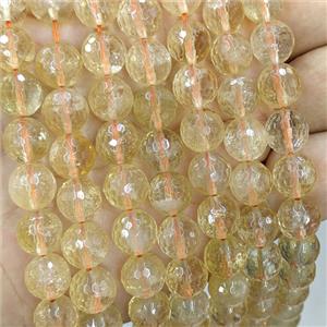 Natural Yellow Citrine Beads Faceted Round, approx 10mm