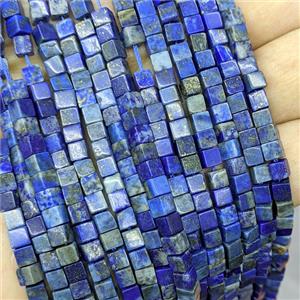 Natural Blue Lapis Lazuli Cube Beads, approx 4mm