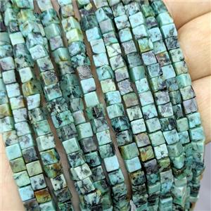 Green African Turquoise Cube Beads, approx 4mm