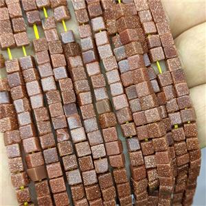 Golden Sandstone Cube Beads, approx 4mm