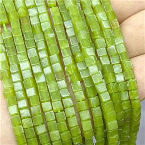 Lemon Jade Cube Beads, approx 4mm