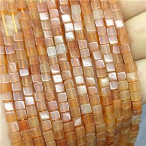 Orange Aventurine Cube Beads, approx 4mm