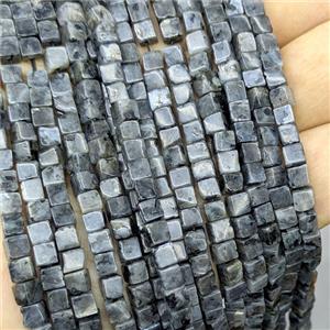 Black Labradorite Cube Beads, approx 4mm