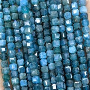 Natural Blue Apatite Beads Faceted Cube, approx 3mm