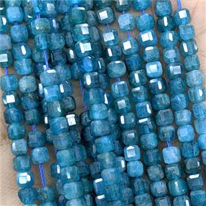 Natural Blue Apatite Beads Faceted Cube AA-Grade, approx 3mm