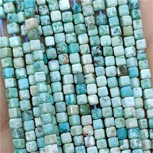 Natural Peru Turquoise Beads Faceted Cube, approx 3mm