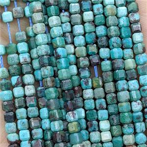 Natural Phoenix Turquoise Beads Green Faceted Cube, approx 3mm