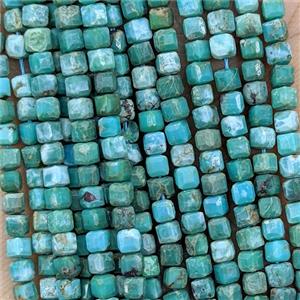 Natural Chinese Turquoise Beads Green Faceted Cube, approx 3mm