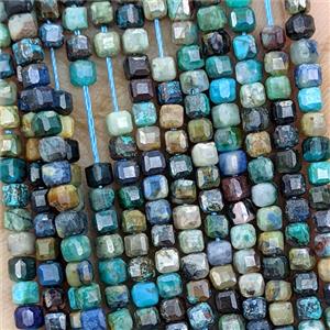 Natural Phoenix Turquoise Beads Green Faceted Cube AB-Grade, approx 3mm