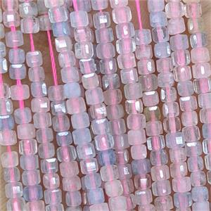 Natural Pink Morganite Beads Faceted Cube, approx 3mm