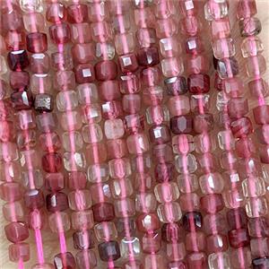 Red Quartz Beads Faceted Cube, approx 3mm