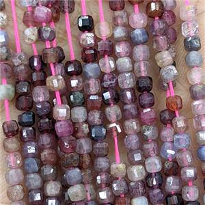 Natural Spinel Beads Multicolor Faceted Cube, approx 3mm