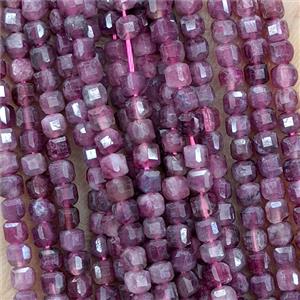 Natural Red Tourmaline Beads Faceted Cube, approx 3mm